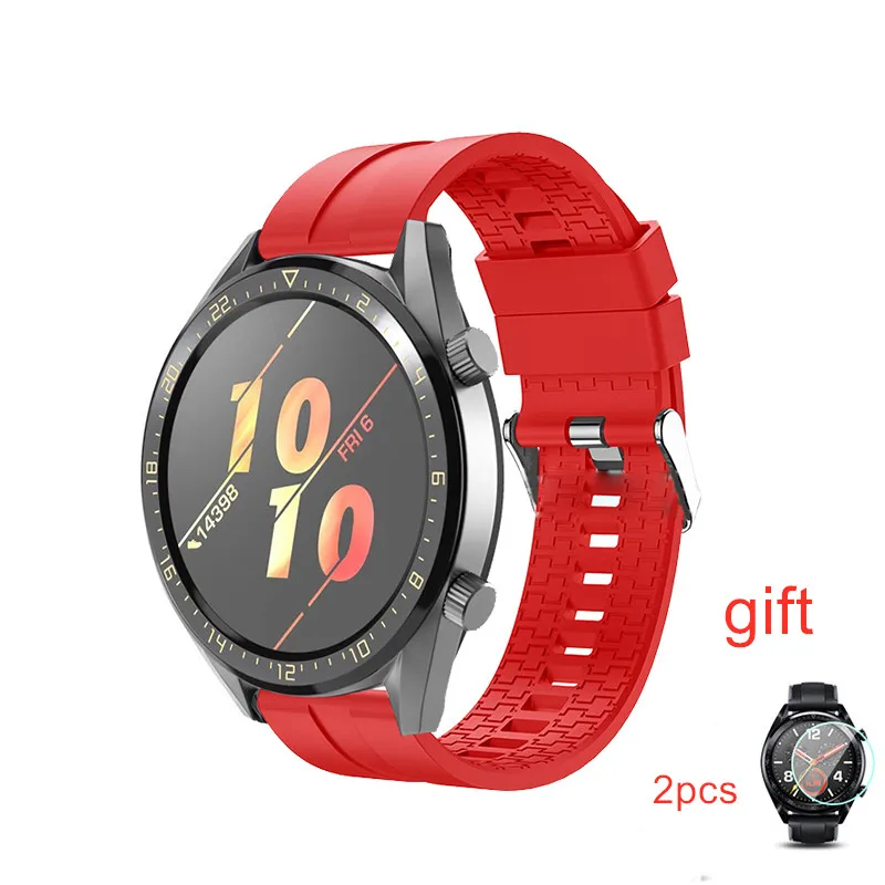 Красный PCTC силиконовый ремешок для huawei Watch GT Active/Элегантный ремешок для huawei Honor Magic Smart Защитная пленка для часов пленка - Цвет: Красный