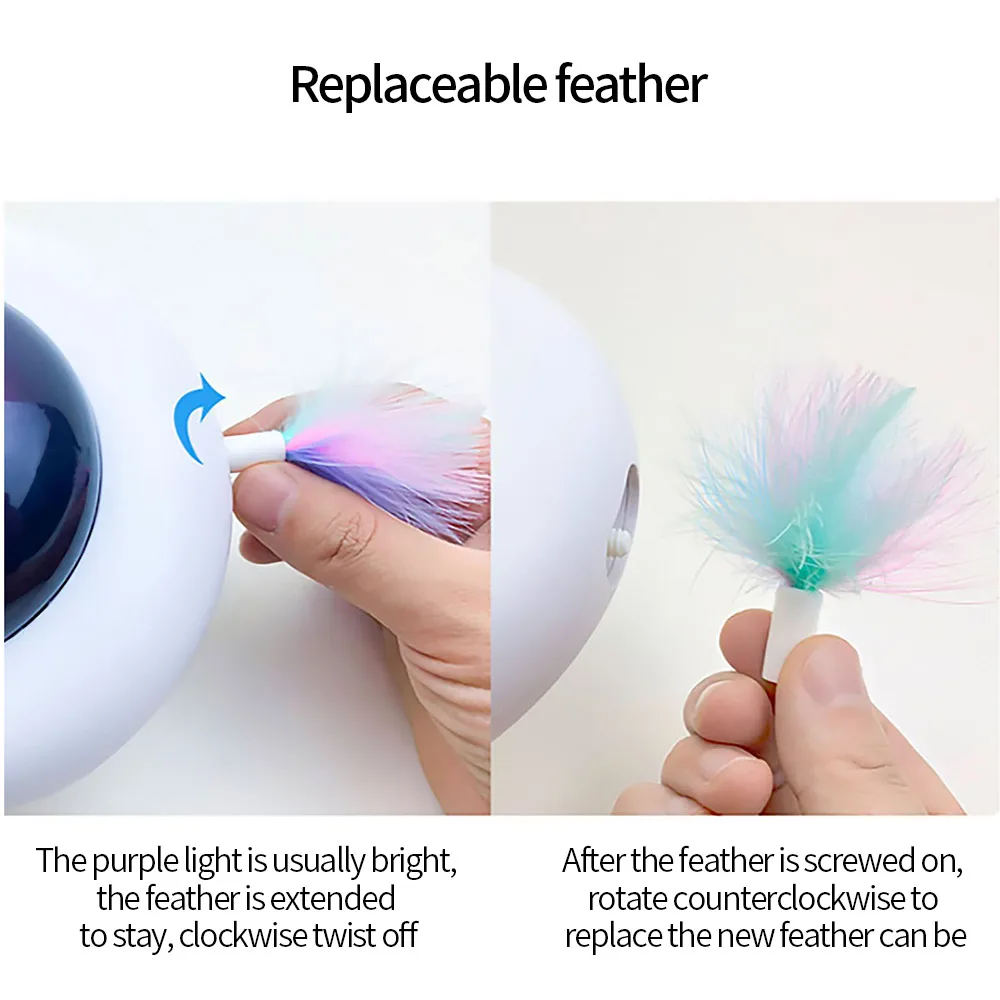 

Rechargeable Electric Cat Toys Smart Cat Toys Feather Stick Cat Hair Automatic Cleaning Cat Turntable Pet Interactive Toys