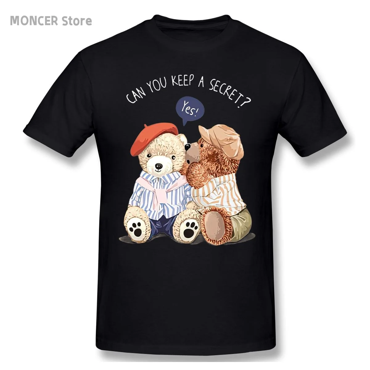 

Lovely Two Cartoon Teddy Bear T Shirt Casual Man/women Tee T-Shirt Short Sleeve Cotton Tshirt