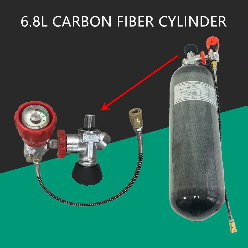 

Резервуар Acecare AC168301 для подводного плавания, из углеродного волокна, для пневматического оружия, 6,8 л, 300 бар, с клапаном СЕ, цилиндр для дайви...