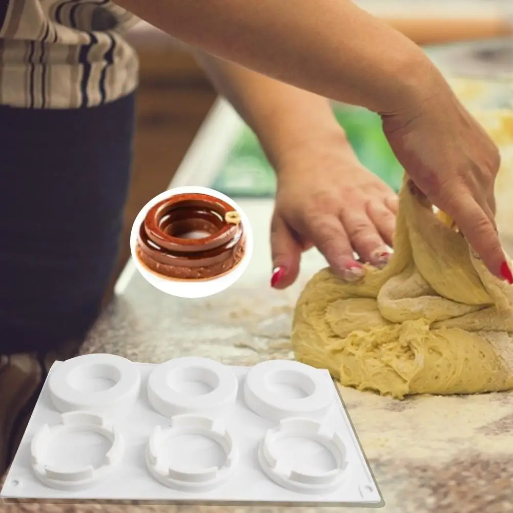 6 даже размер кольцевой ошейник муссовый торт Силиконовые формы ручной работы