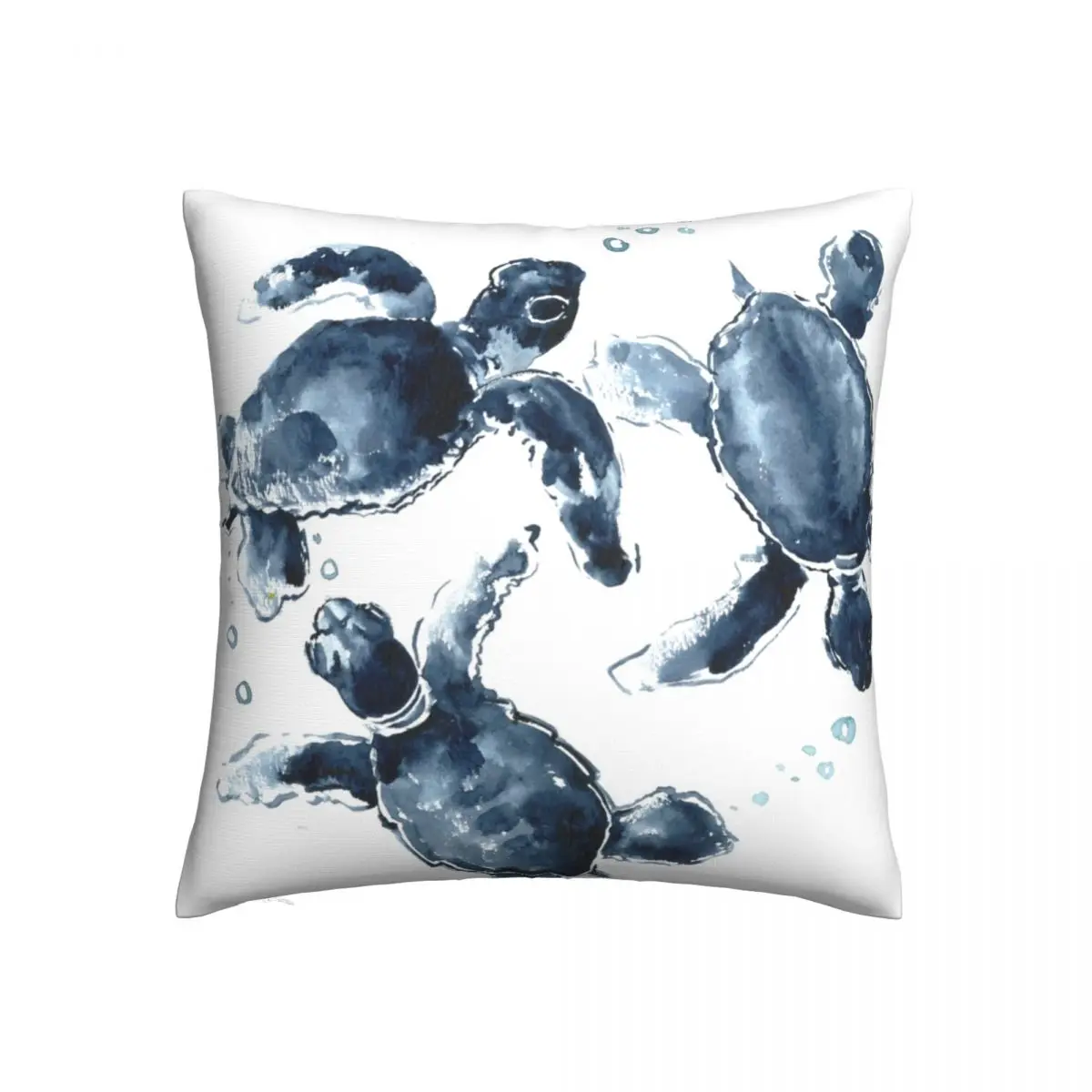 

Turtle Pillow Case Indigo Blue Sea Turtles Car Zipper Pillowcase Summer Vintage Polyester Cover