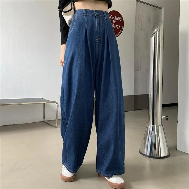 

Jeans Women High Waist Vintage Wide-leg Denim Trousers Chic Harajuku Streetwear All-match Teens Female Autumn Pantalon Mujer