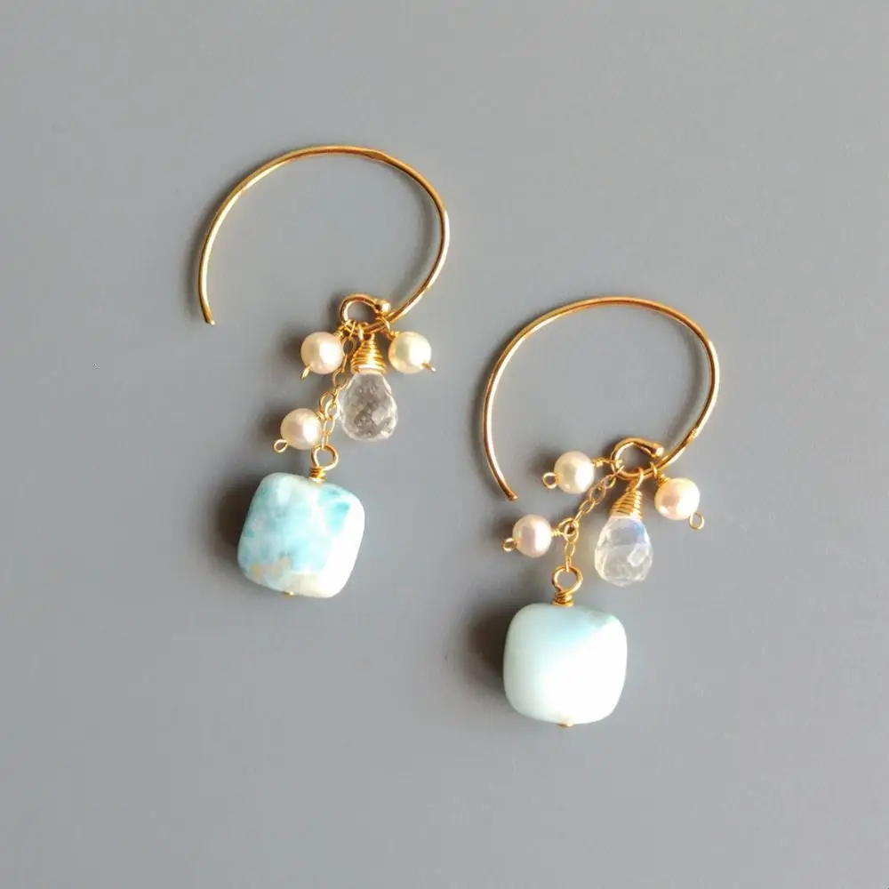 Серьги подвески LiiJi из натурального лунного камня|Серьги-подвески| |