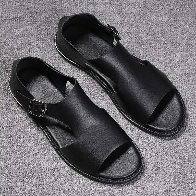 

Men Genuine Leather Sandals Summer Roman Sandals Men Casual Shoes Outdoor Breathable Beach Men Shoes Comfort Slip on Footwear