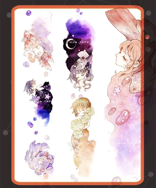 

Маскировочная лента Washi для журнала сказочная рыба девушка клейкая лента DIY Скрапбукинг наклейки из бумаги васи