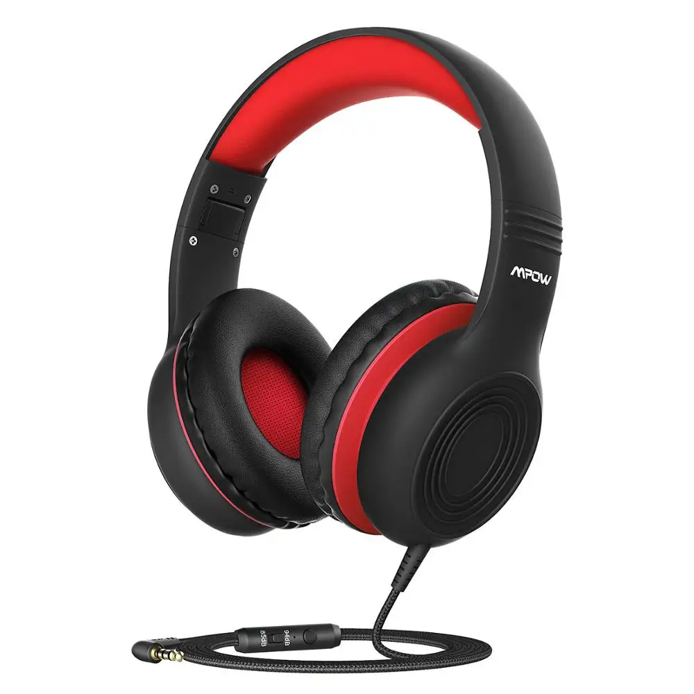 Black Red Headphone Mpow CH6 проводной детские наушники складной регулируемые проволочные наушники с 3,5 мм аудио разъем и микрофон для детей iP - Цвет: Black Red Headphone