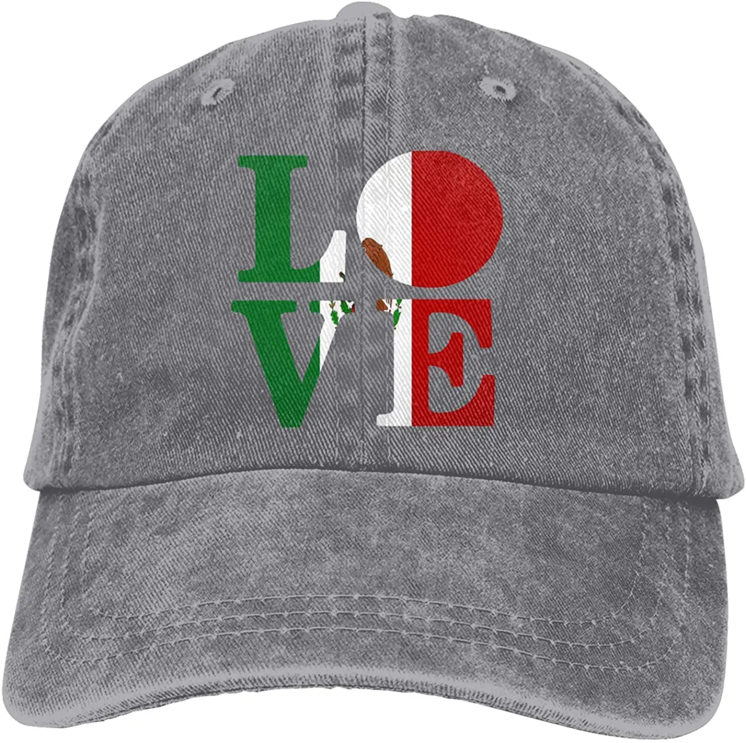 

Love Mexico Soccer Sports Denim Cap Adjustable Unisex Plain Baseball Cowboy Snapback Hat