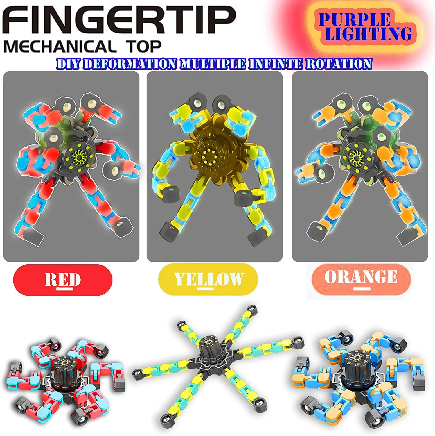 Забавный светящийся фиджет-Спиннер игрушки сделай сам трансформирующий робот