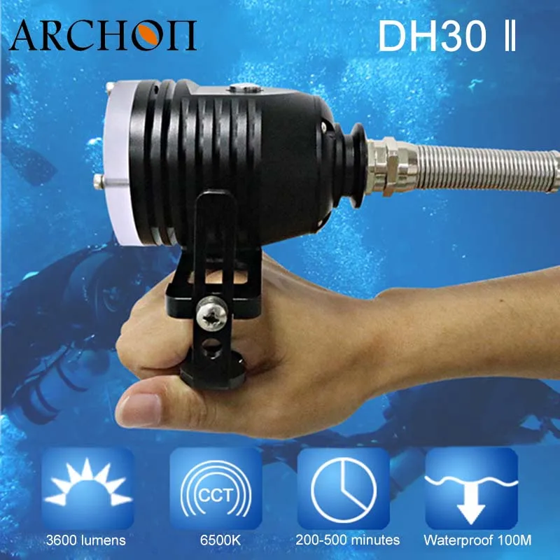 ARCHON DH30 II фонарь для дайвинга 3* CREE XM-L2 U2 LEDs max 3600 люмен подводный 100 м погружение свет фотография свет+ батарея