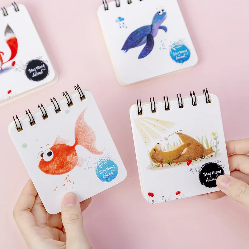 Новинка 2021 мультяшный портативный мини-блокнот на катушке Жесткий Чехол блокнот