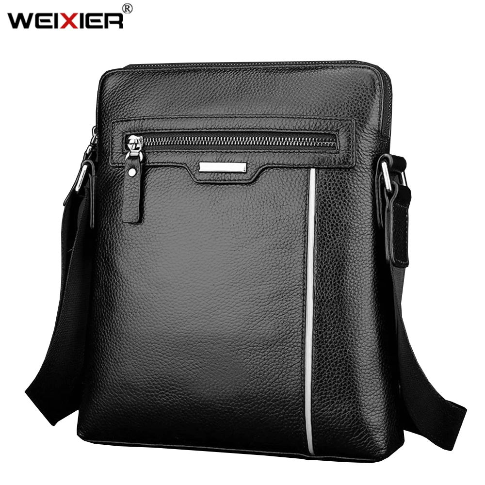 WEIXIER Business briefcase handbags Shoulder Bag Leather Men Crossbody Bags For Casual High Quality Messenger travel bags | Багаж и сумки