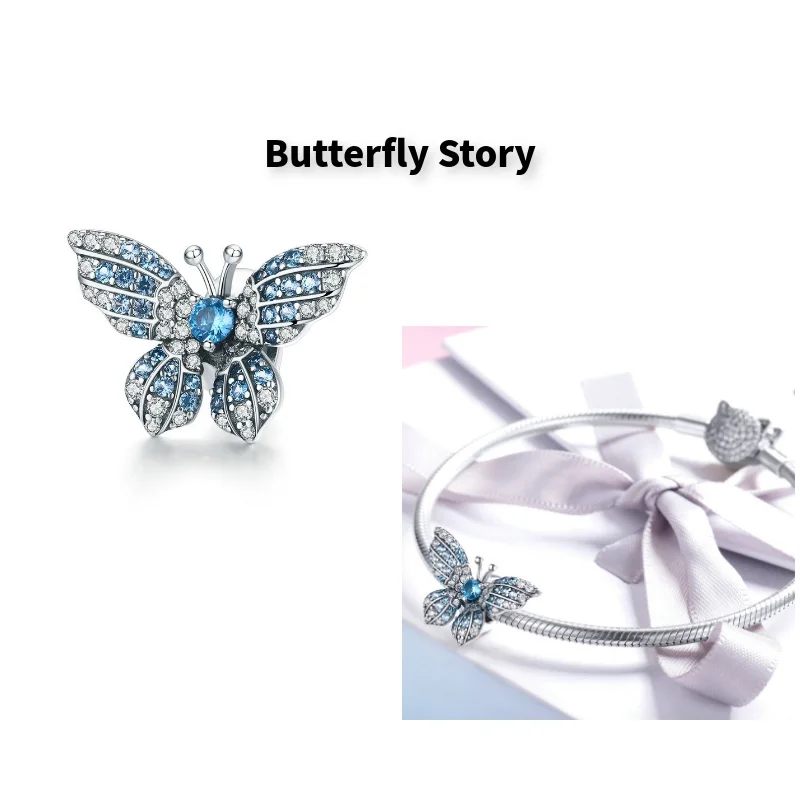 Подвеска из серебра 925 пробы с бусинами в виде божьей коровки пчелы бабочки