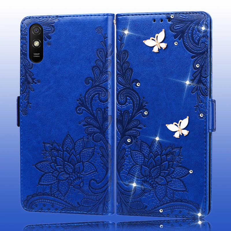 Чехол-книжка для Redmi 9A 9C кожаный с отделением-бумажником |