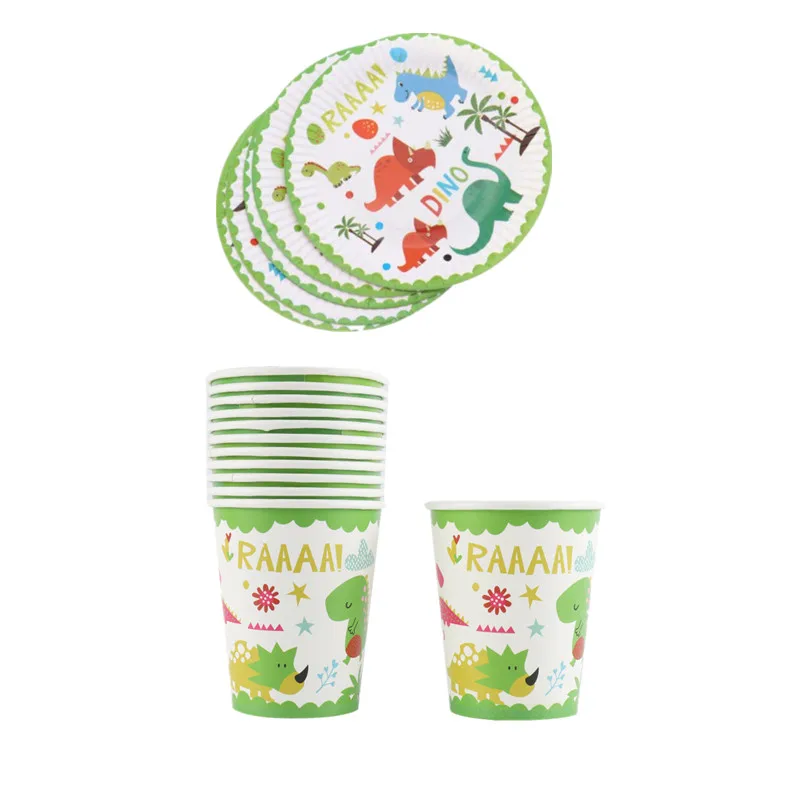 60 шт./лот вечерние поставки мотив динозавра детская посуда для вечеринки в честь