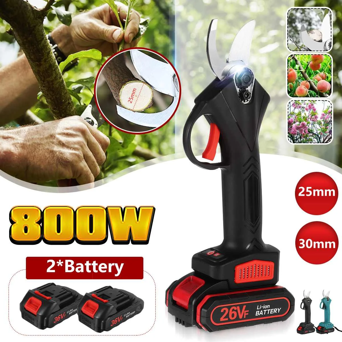 

Electric Pruning Shears 800W Cordless Pruner Max30mm Rechargeable Garden Pruning Scissors Wood Trimming Tool For Makita Battery