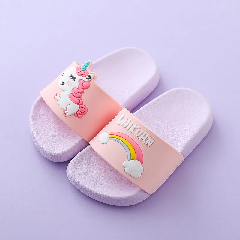 

Unicorn Slippers For Boy Girl Cartoon Rainbow Shoes 2020 Summer Todder Flip Flops Baby Indoor Slippers Beach Swimming Slipper