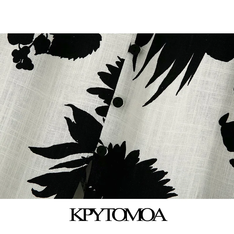 

KPYTOMOA Women 2020 Chic Fashion With Belt Printed Asymmetric Midi Dress VIntage Ruffled Hem Front Vents Female Skirts Mujer