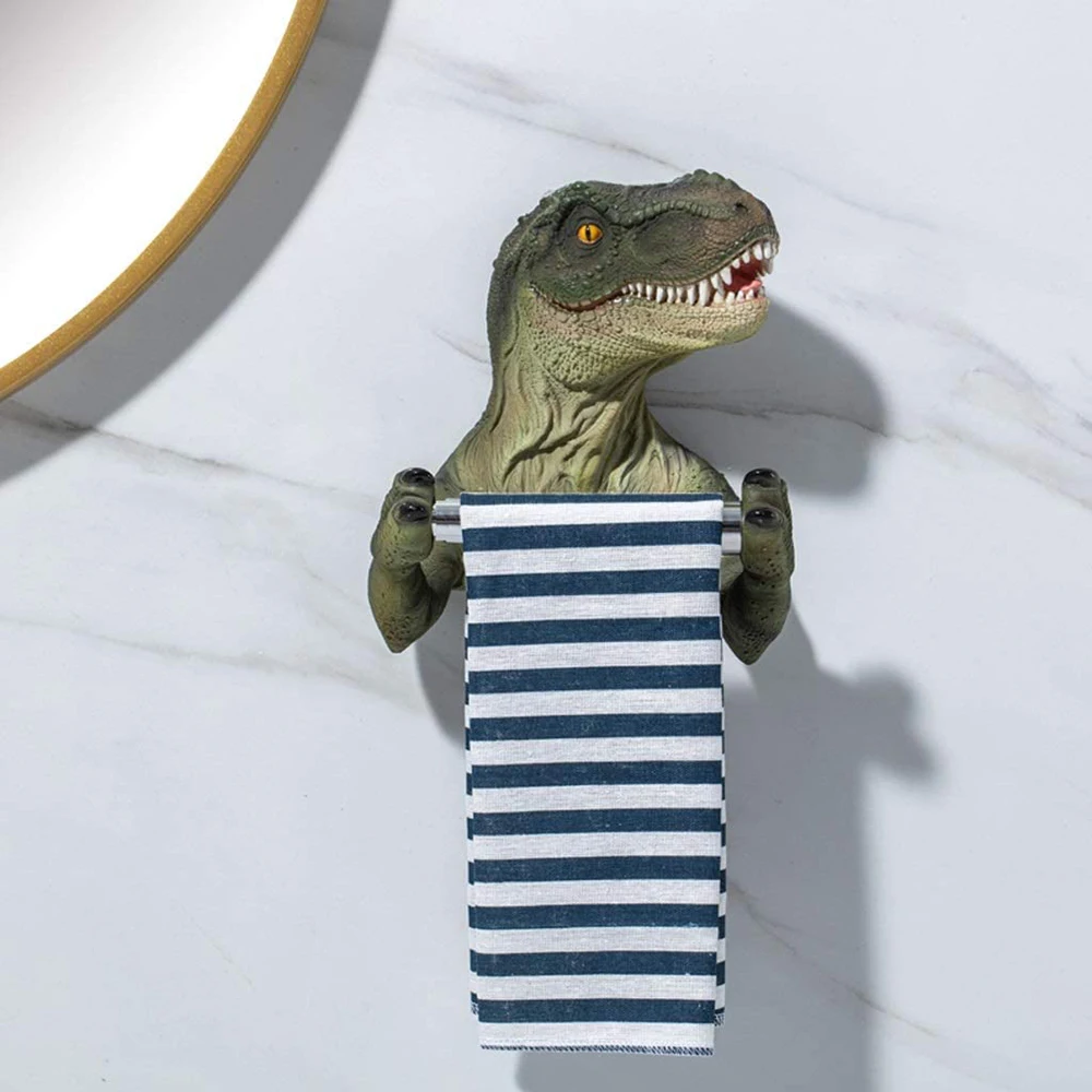

3D Tyrannosaurus Rex toilet paper rack resin dinosaur toilet paper rack wall mounted web paper rack punching free bathroom