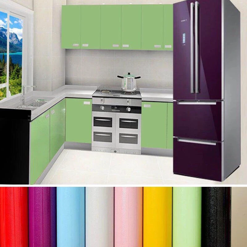

Shiny Black Self Adhesive Wallpaper Cabinets Furniture Decoration Vinyl Contact Paper DIY Stickers Standard Shipping