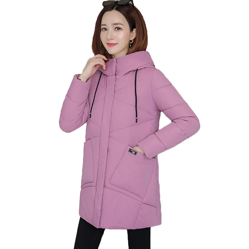 

Женское зимнее пальто, утепленная парка, приталенная куртка с хлопковой подкладкой и капюшоном, верхняя одежда средней длины, AH220, 2020