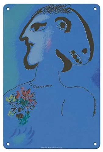 

Le Village Bleu (Variation) - from an Original Color Lithograph by Marc Chagall 1974 Metal Tin Sign