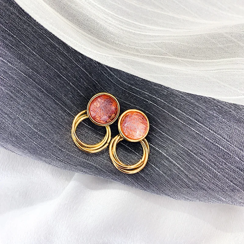 

Retro-brushed Round Earrings Jewelry for Women Korean Fashion