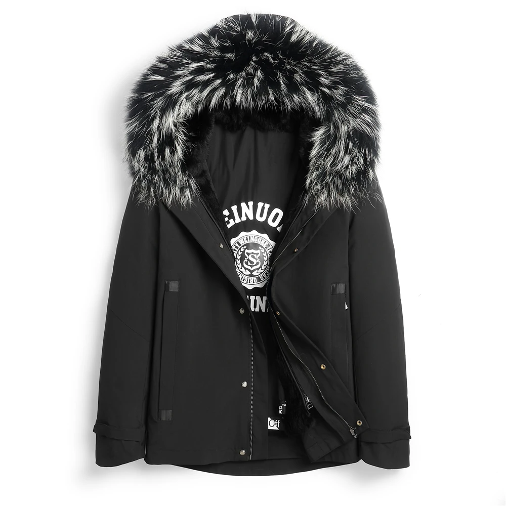 Мужская парка с капюшоном и воротником из натурального Лисьего меха |