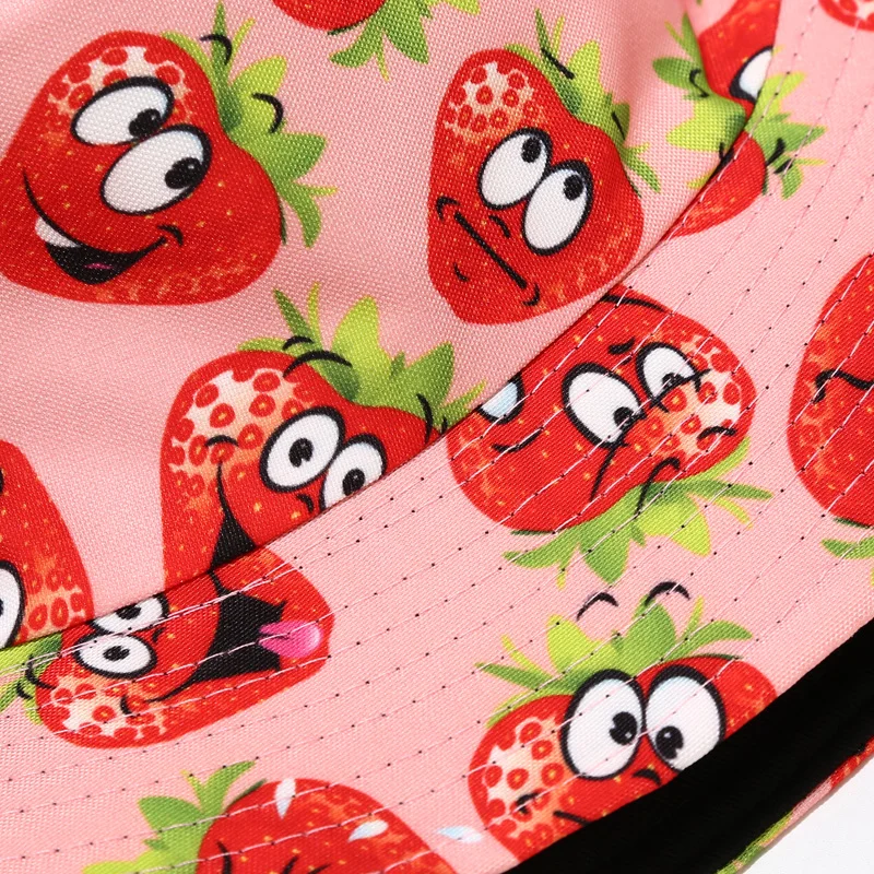 

Cute Strawberry Fisherman Hat Lovely Hat for Girls Reversible Bucket Hats Outdoor Foldable Casual Caps
