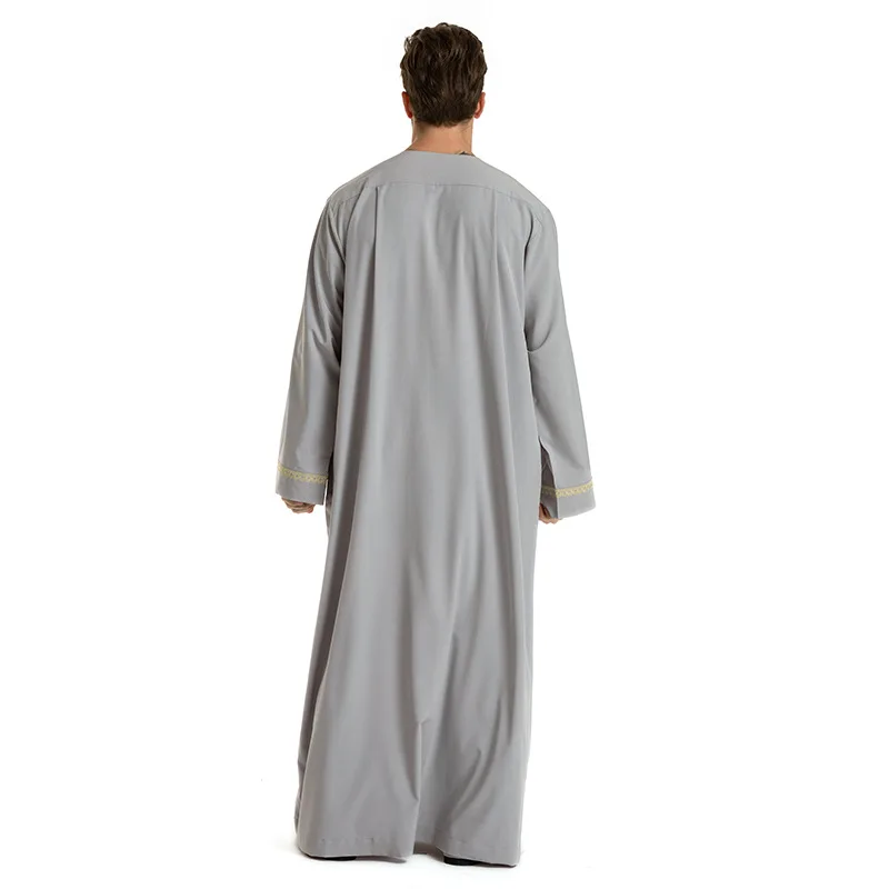 Muslim Fashion Men's Robe Loose Embroidered Round Neck Robe Arab De Moda Musulmana Pakistan Islamic Clothing Mens Jubba Caftan
