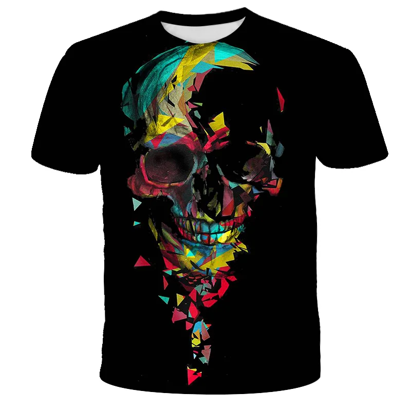 

2021 Summer Classic All-Match Skull Men's 3D Printed Oversized T-Shirt Fashion O-Neck Casual Breathable Short Sleeve T-shirt