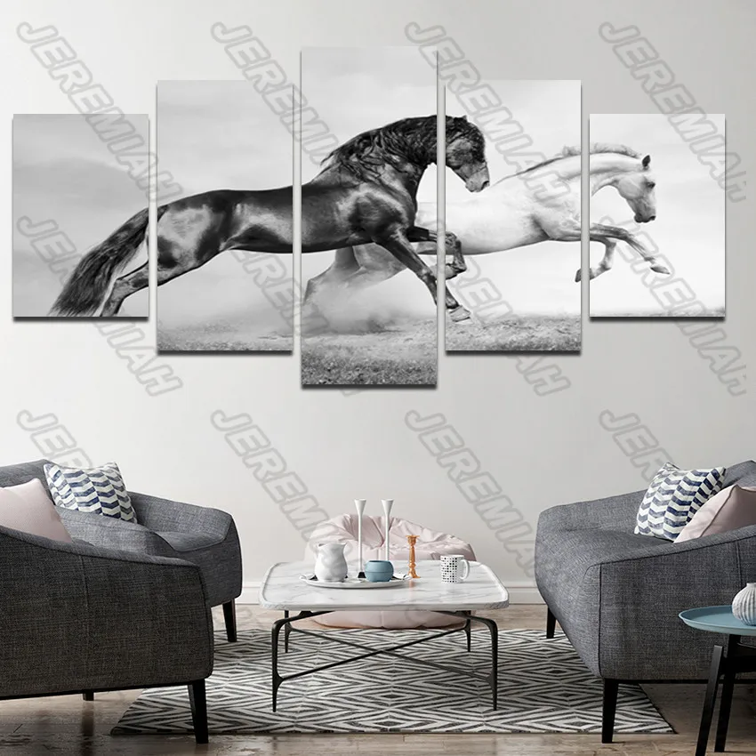 

Two Horses Running Poster Nordic Style Wall Art Canvas Print Painting Modern Living Room Decoration