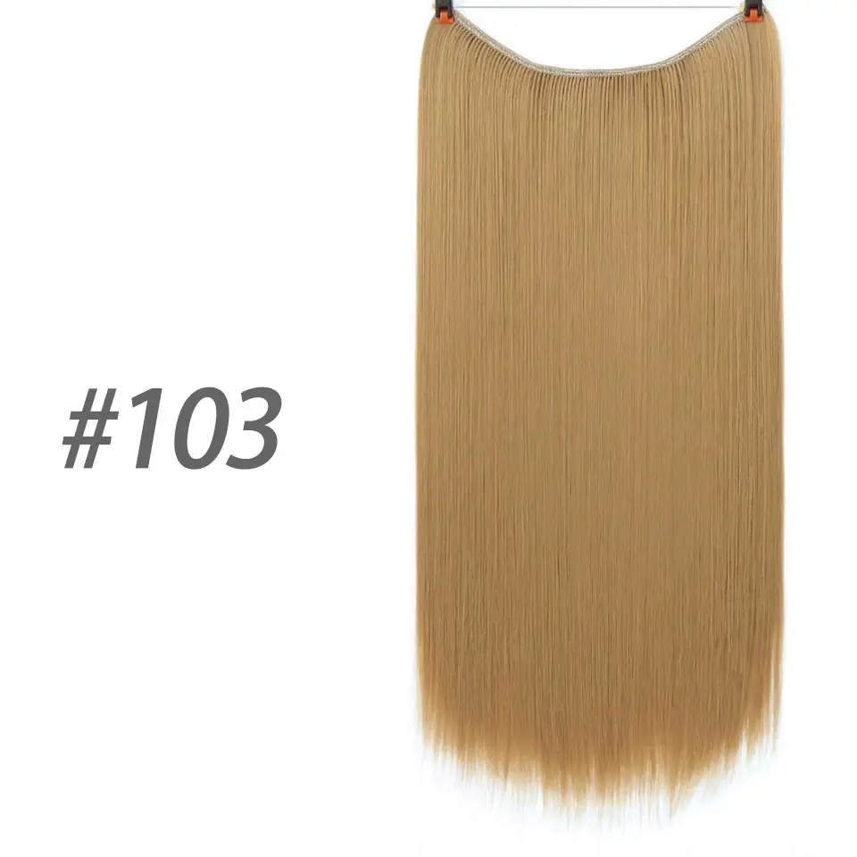 DIFEI 22 дюйма 55 см длинные прямые волосы без зажимов для наращивания Высокая температура Синтетические невидимые рыбья линия шиньон - Цвет: 103