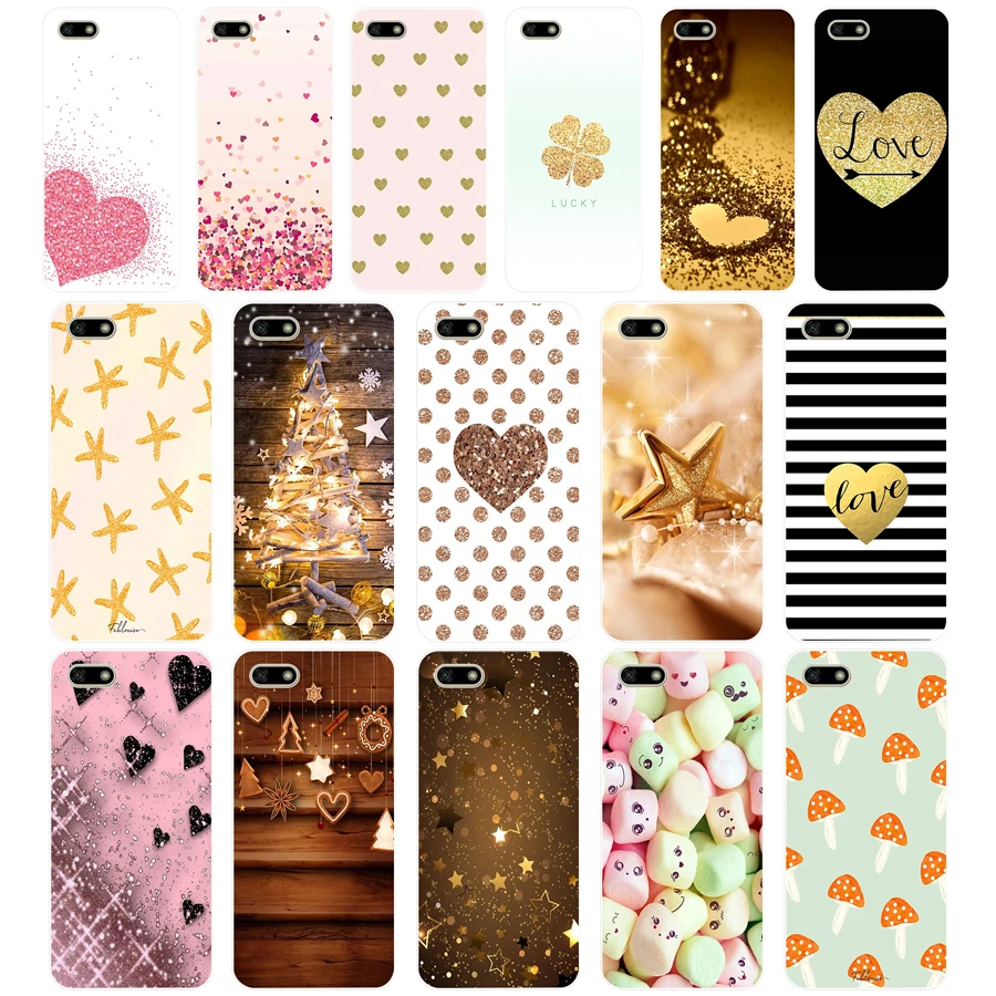 53SD Elisabeth Fredriksson Little Hearts On Gold Мягкий Силиконовый ТПУ чехол для huawei Honor 7c 7x 7a pro P20 Nova 2i