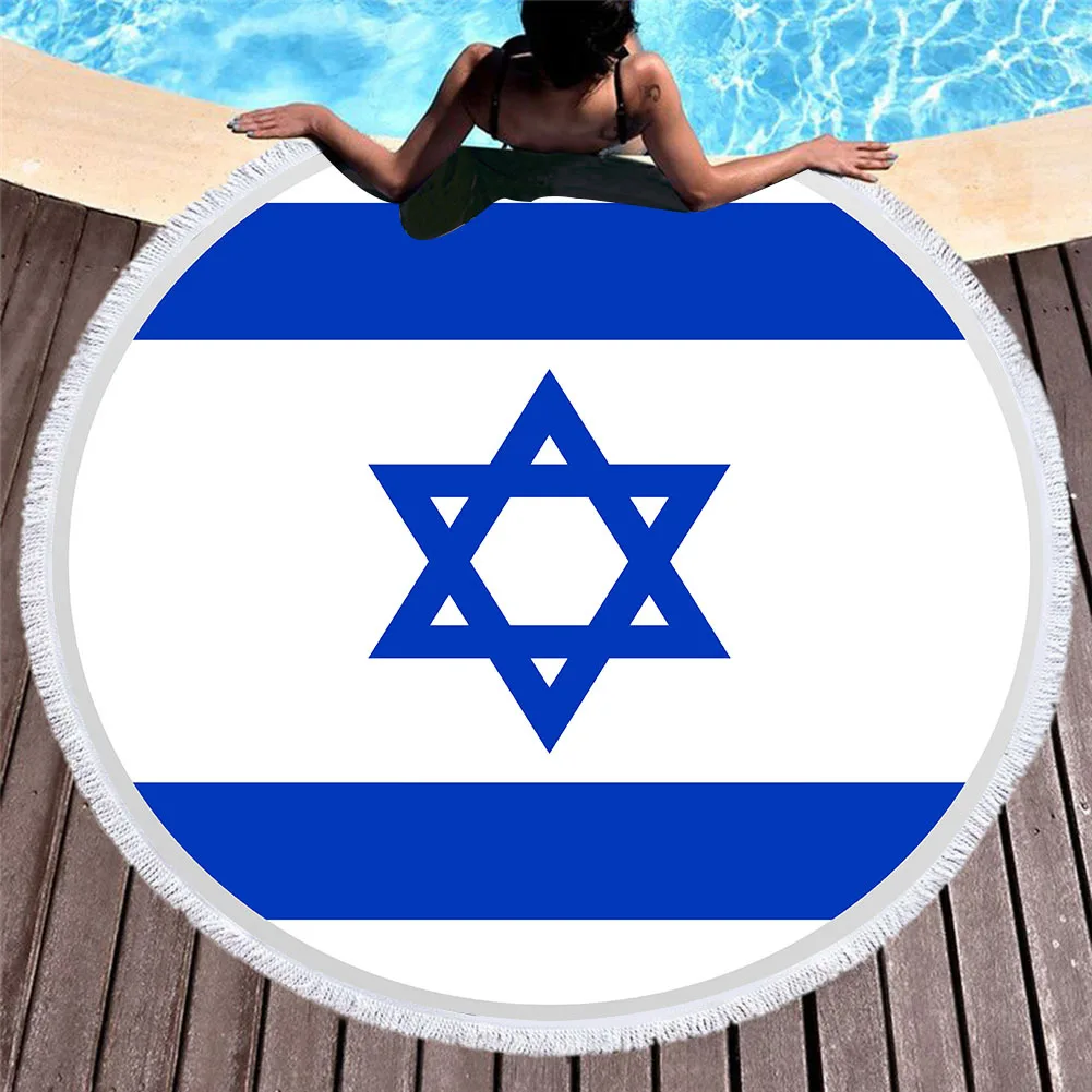 Круглое пляжное полотенце с флагом Европы и США одеяло для пикника в Испании