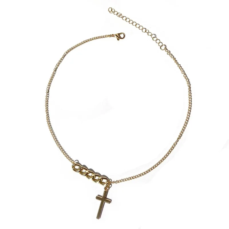 Простое Ожерелье многослойное ожерелье Женская цепочка с крестом женская
