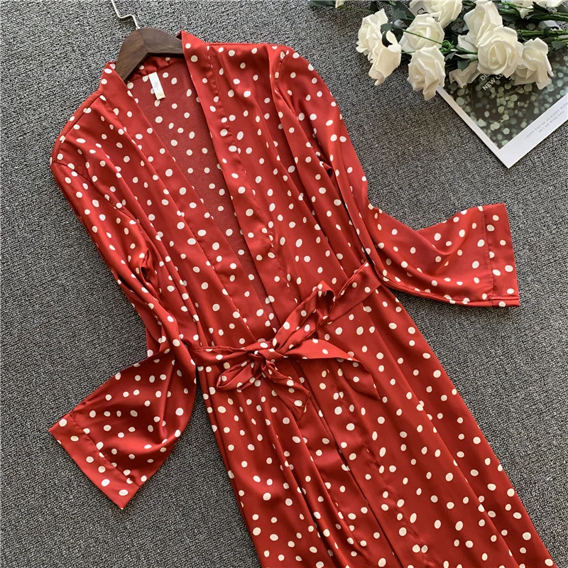 Женская сексуальная пижама дамские шелковые халаты халат с длинным рукавом