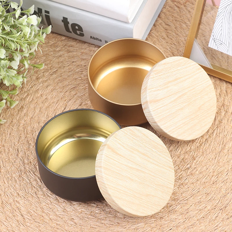 

Candle Jars Candle Box Tinplate Can Wood Grain Lids Cosmetic Pot Containers Tins Empty Storage Box Gift Storage Box Organize