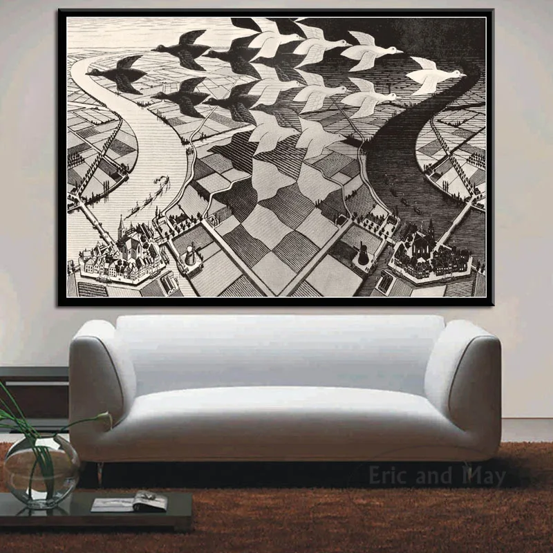 Escher Surreal геометрический холст живопись плакаты и принты картины на стену