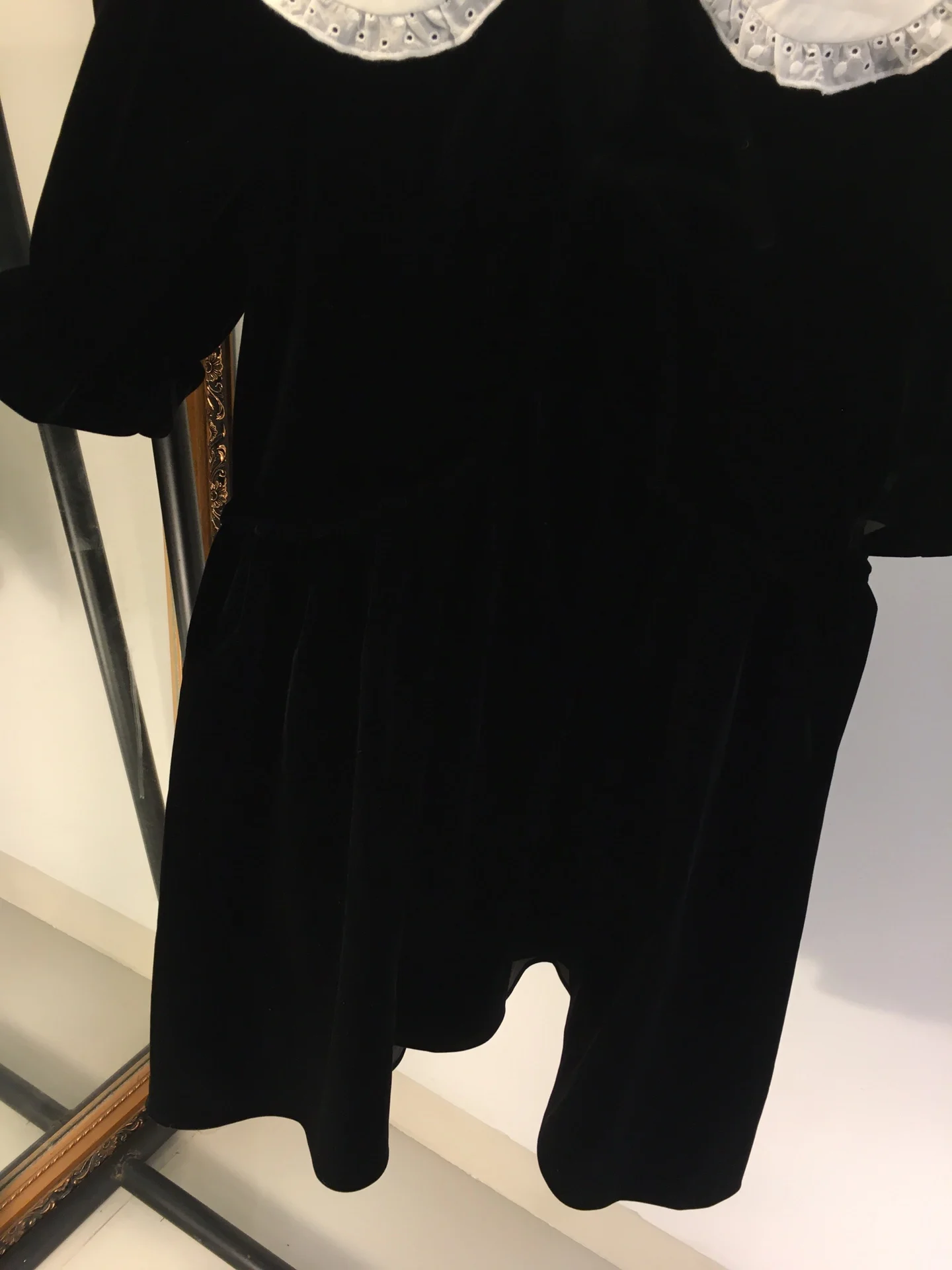 

2021 new women fashion short sleeve velvet contrast color lapel dress 0419