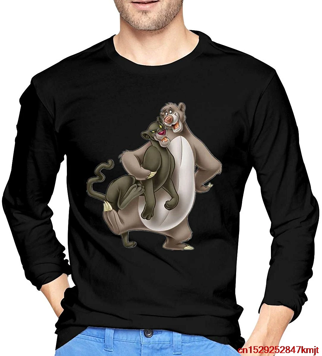 FGHFG Мужская футболка с длинным рукавом и надписью &quotКнига джунглей&quot &quotМедведь