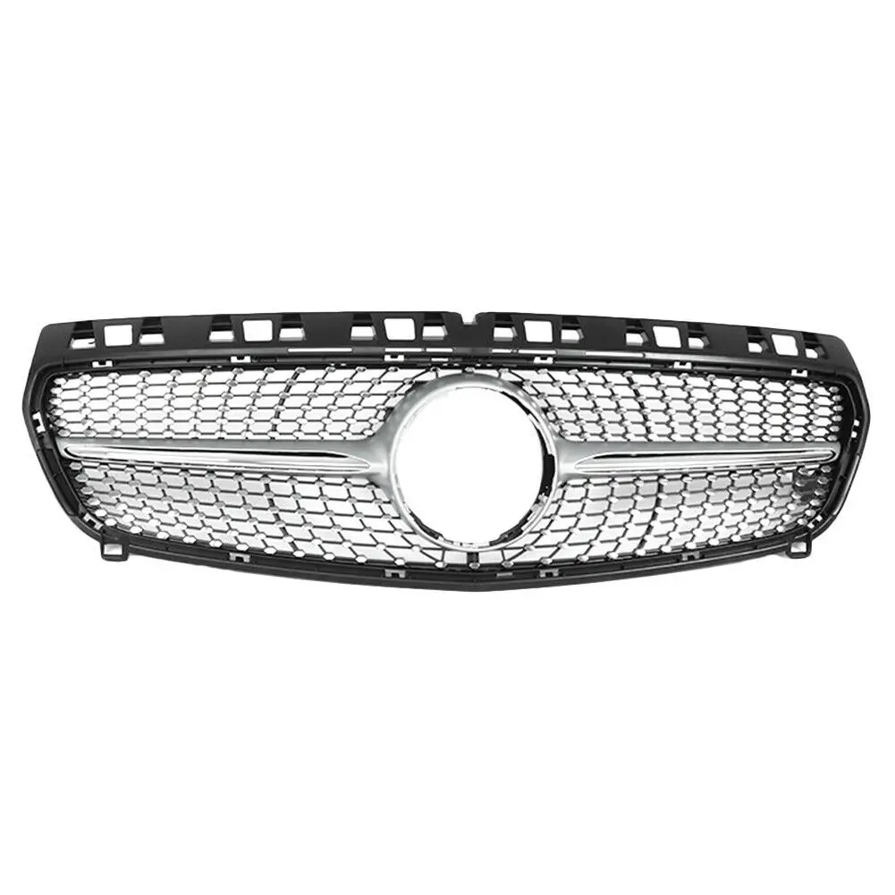 

Front Grille For Mercedes Benz A Class W176 2013-2015 A45 AMG A180 A200 A250 Silver Diamond Style Upper Hood Mesh Racing Grills