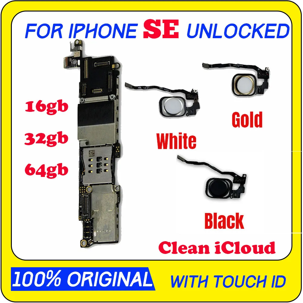 100% 16gb / 64gb 32gb Материнская плата для iphone SE разблокированные логические платы без/с