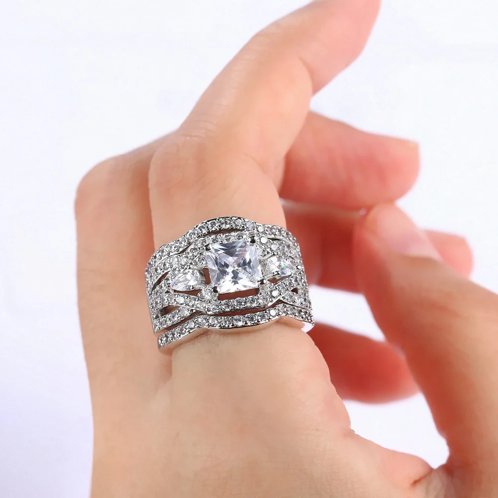 

Wedding engagement Ring Sets for Women bridal fashion finger Black Friday Jewelry R4882