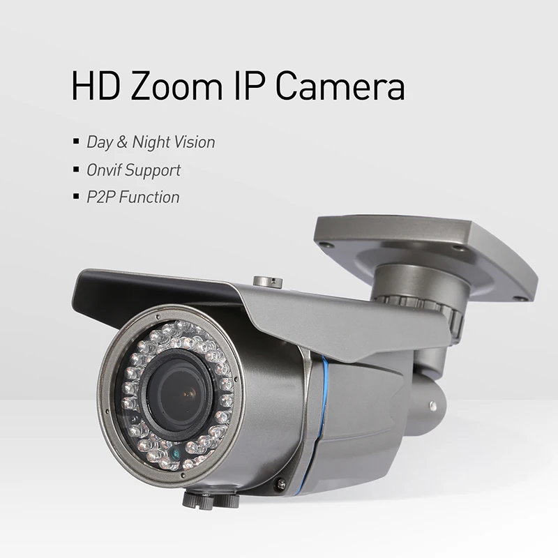Водонепроницаемая уличная IP-камера POE 3MP 2 8-12 мм с зумом H.265 HD 1296P / 1080P 42 ИК