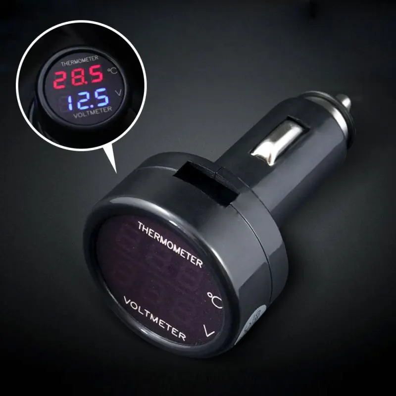 12V 24V 2 в 1 DC Цифровой Автомобильный Вольтметр термометр измеритель температуры