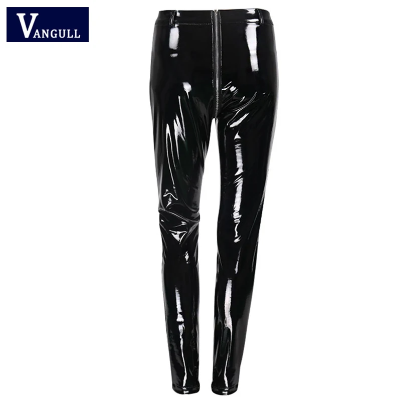 Кожаные Брюки VANGULL женские сексуальные блестящие кожаные брюки новинка 2019 модные