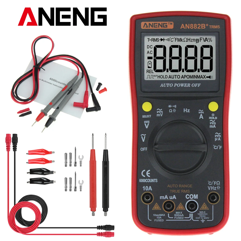 Инструмент ANENG AN882B + тип RMS цифровой мультиметр Авто NCV AC DC авто LCR вольтметр