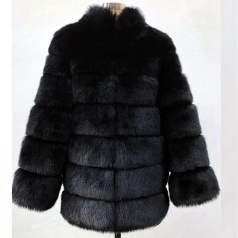 black faux fur coat Женская зимняя коллекция, Роскошные куртки из искусственного меха, пальто, мохнатая, утолщенная, теплая верхняя одежда, пальто Ins, модное, уличное пальто из искусственного меха лисы - Цвет: black faux fur coat