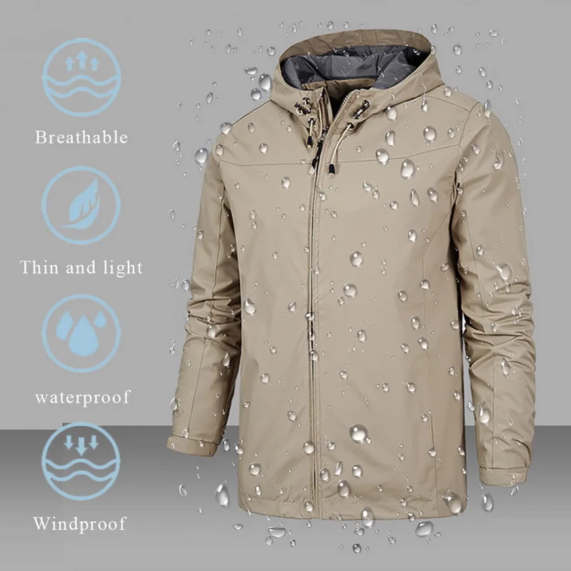 

2021 Men's Hiking Hooded Jackets Outdoor Sports Thin Hoodies Windbreaker Camping Climbing Trekking Fishing Male Coats